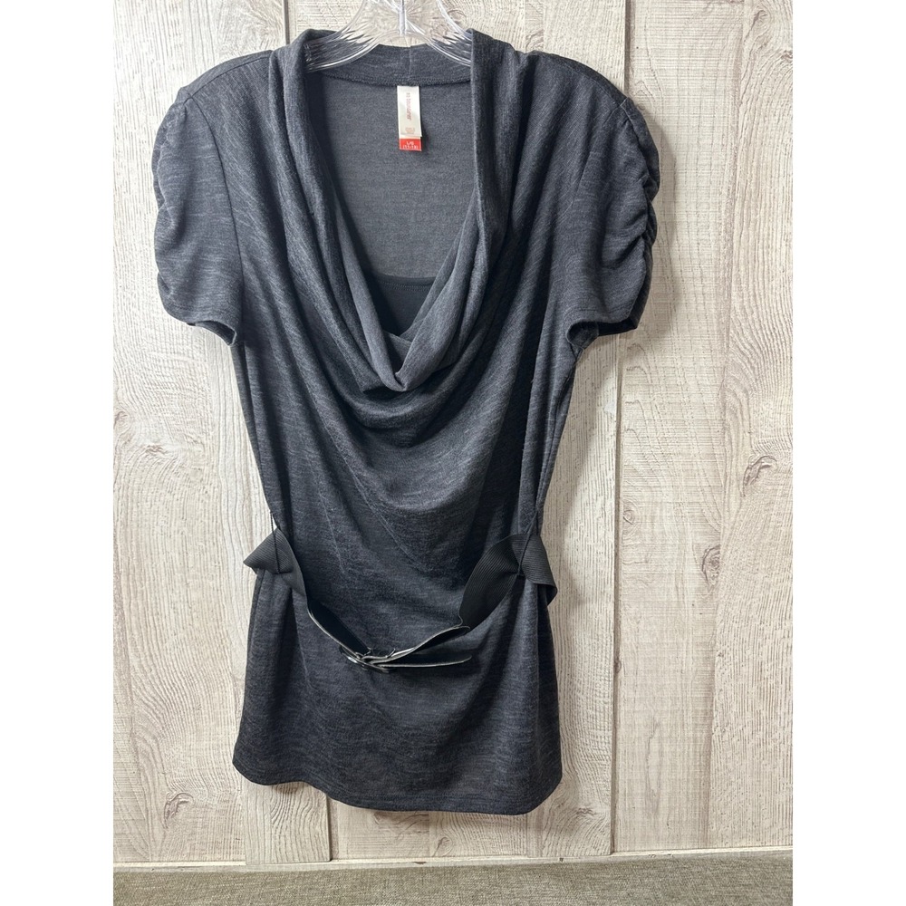 No Boundaries Womens Large Cowl Neck Shirt w/ Attached Top Lining & Belt